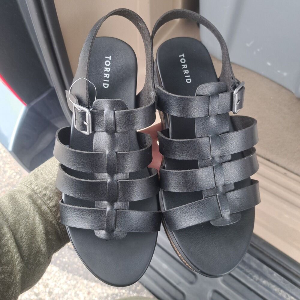 NEW Torrid Womens Size 11.5 WW Fisherman Platform Summer Sandal Black Shoe - Picture 3 of 8